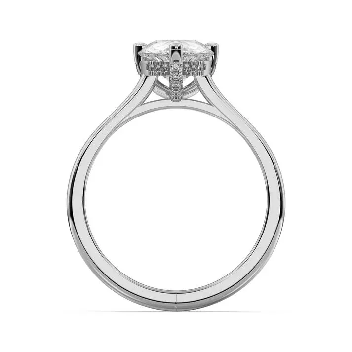 White gold Pear Cut Hidden Halo Ring