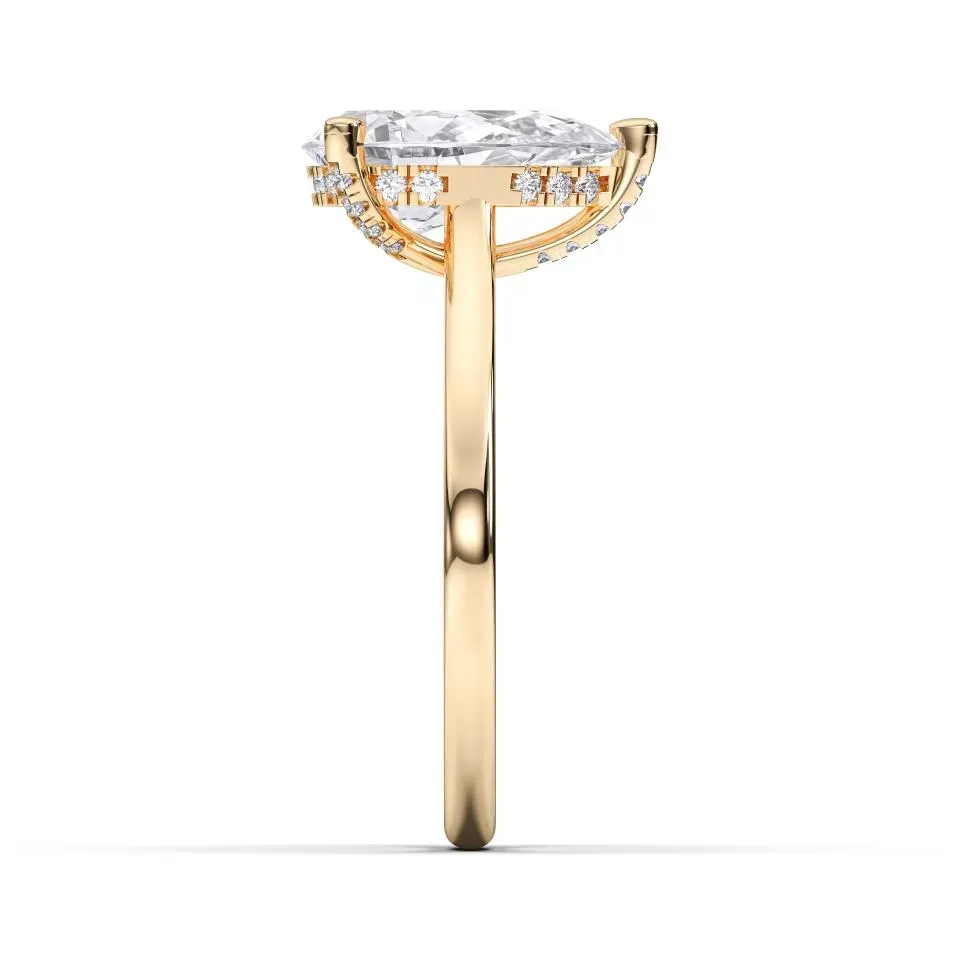 Yellow gold Pear Cut Hidden Halo Ring