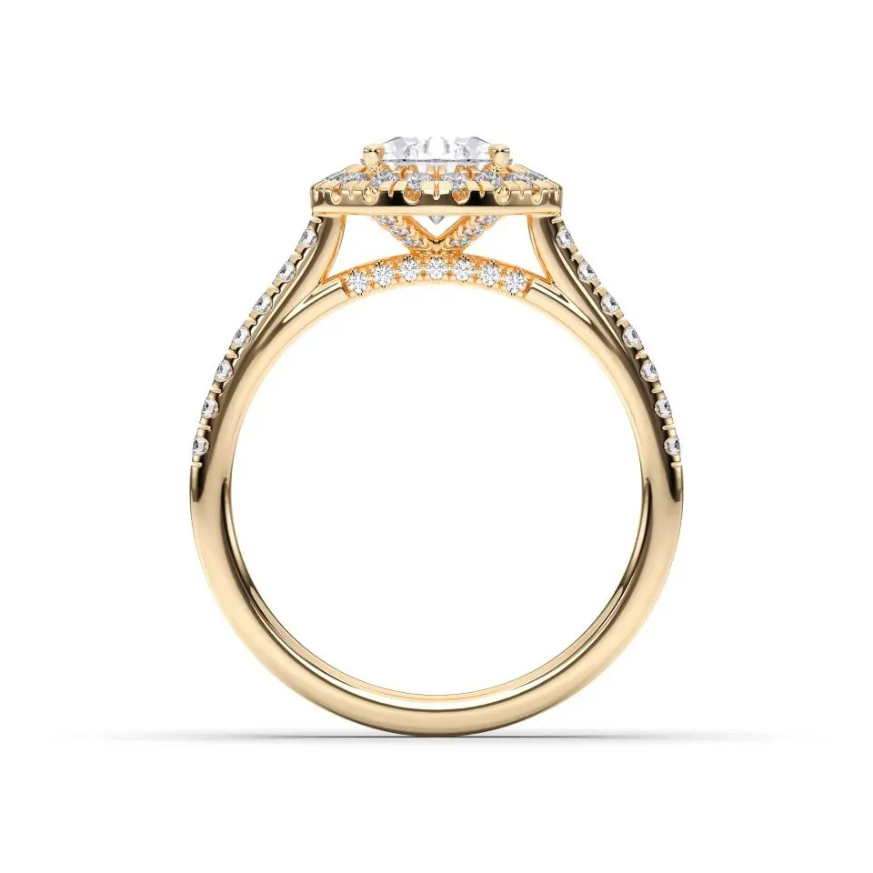 Yellow gold Pear Cut Flush Set Halo