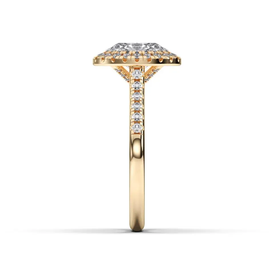 Yellow gold Oval Cut Flush Set Halo