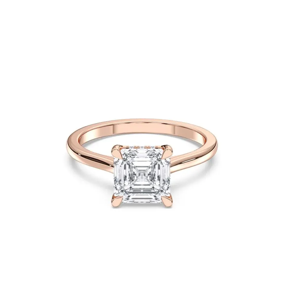 Rose gold Asscher Cut Hidden Halo Ring