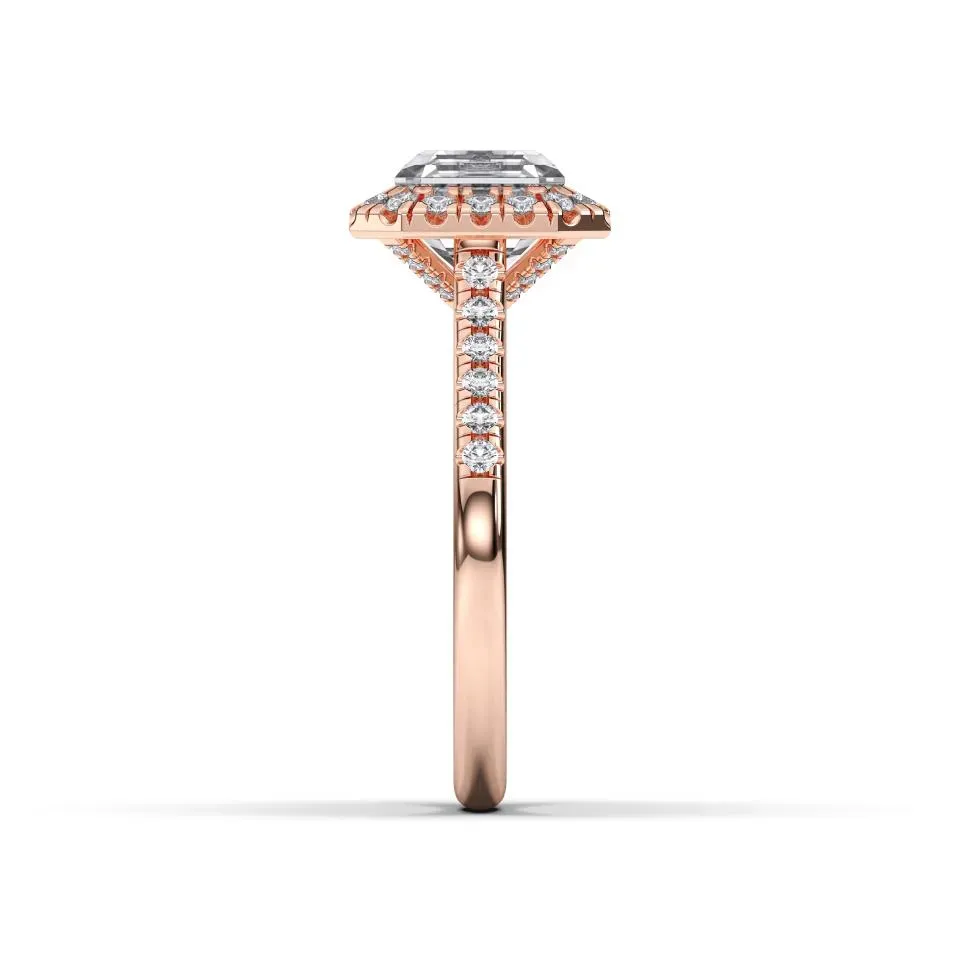 Rose gold Asscher Cut Flush Set Halo