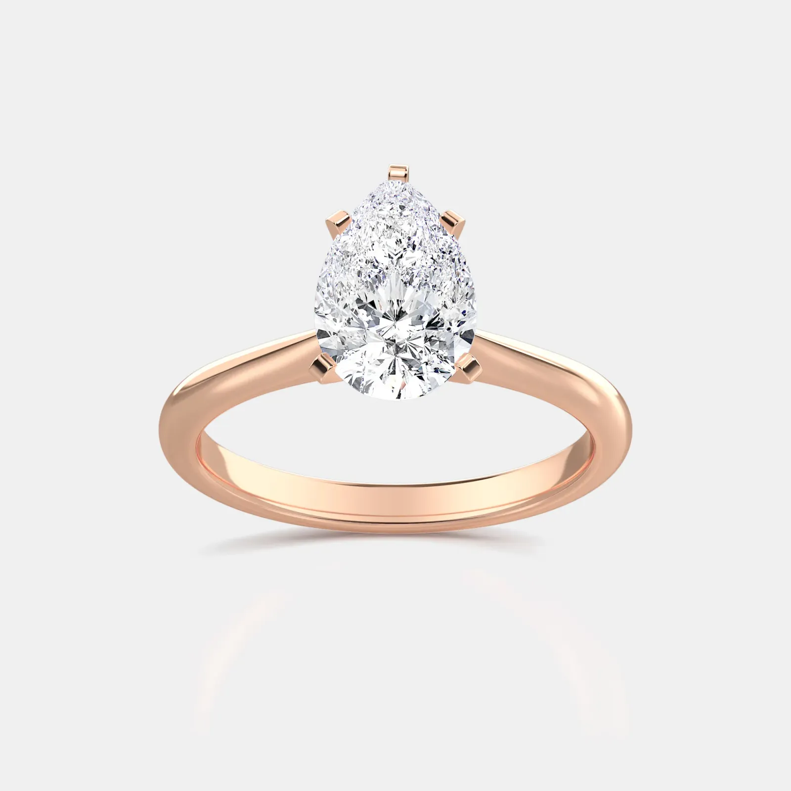 Rose gold Pear Cut Solitaire Ring