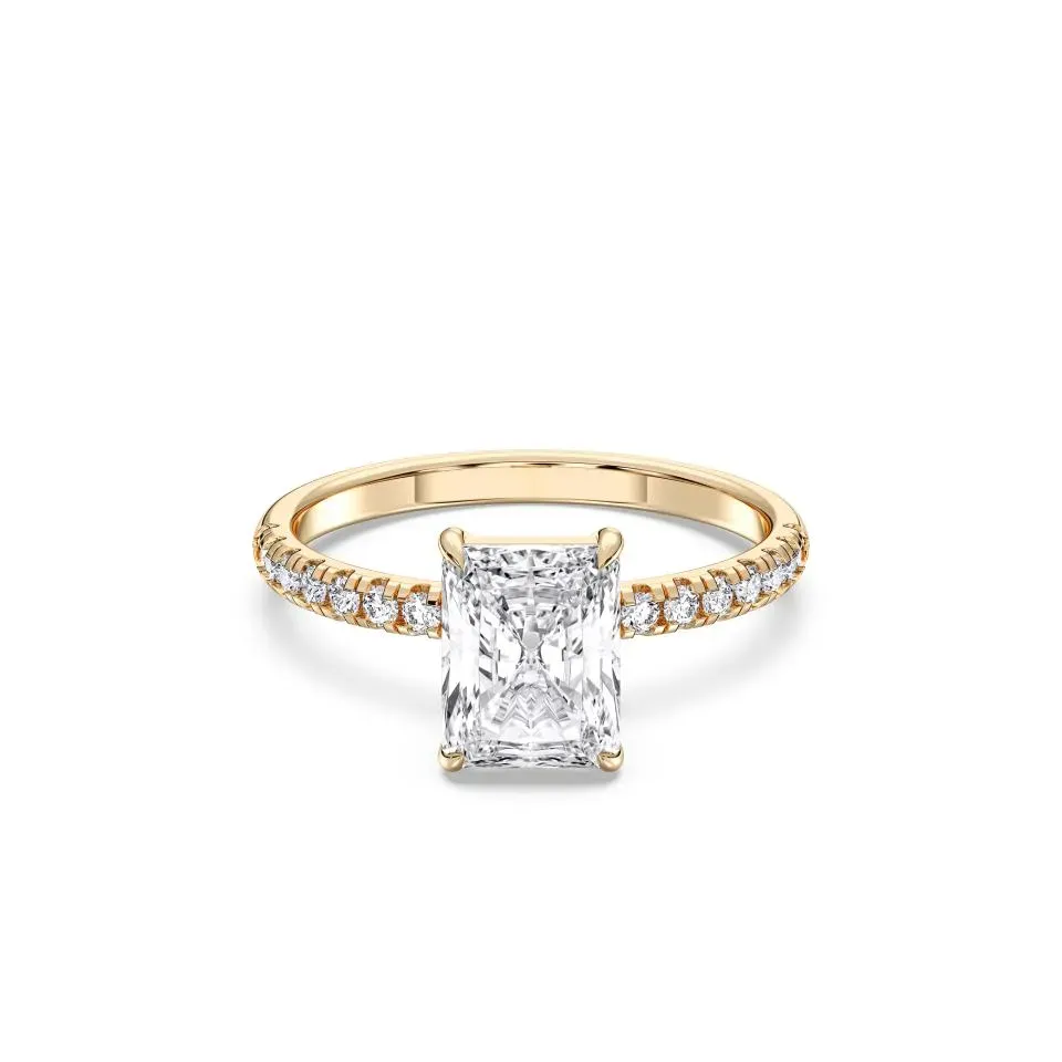 Yellow gold Radiant Cut Sidestone Ring (thin)