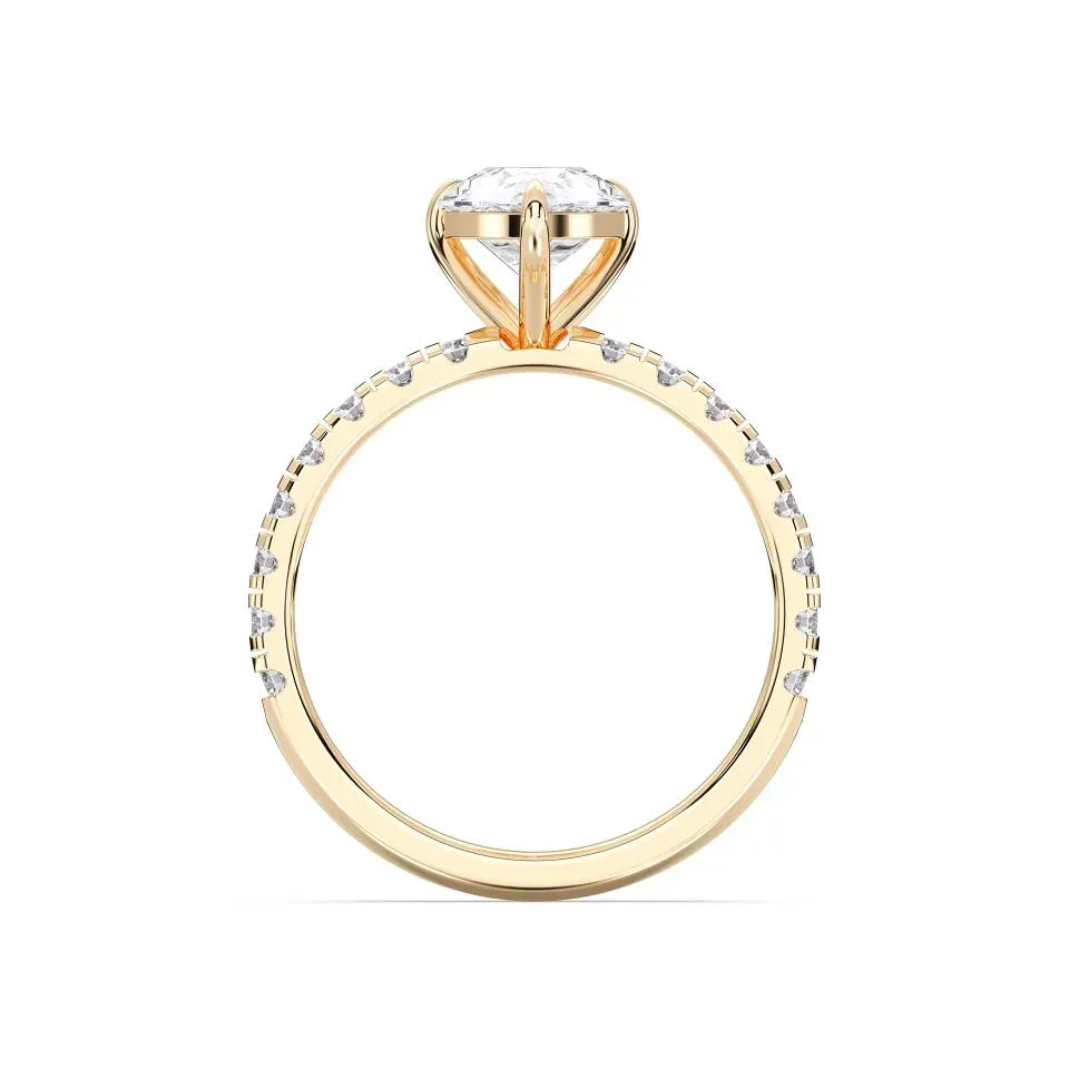 Yellow gold Pear Cut Sidestone Ring (thin)