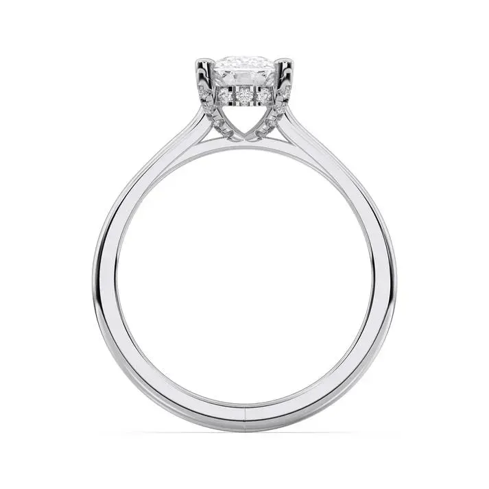 Platinum Cushion Cut Hidden Halo Ring