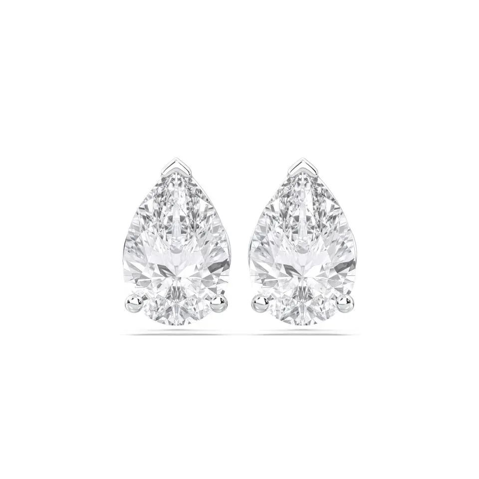Silver Pear Cut 4prong Studs