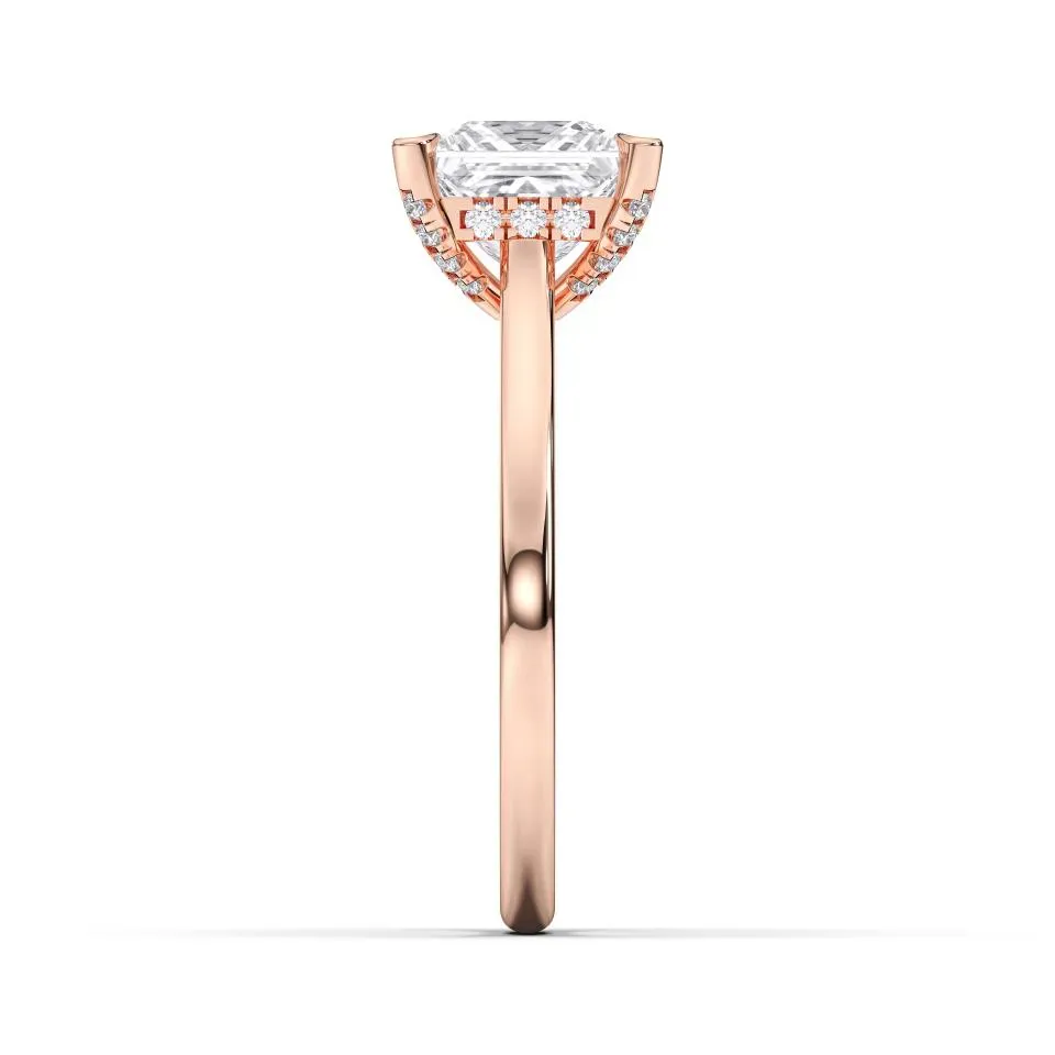 Rose gold Princess Cut Hidden Halo Ring