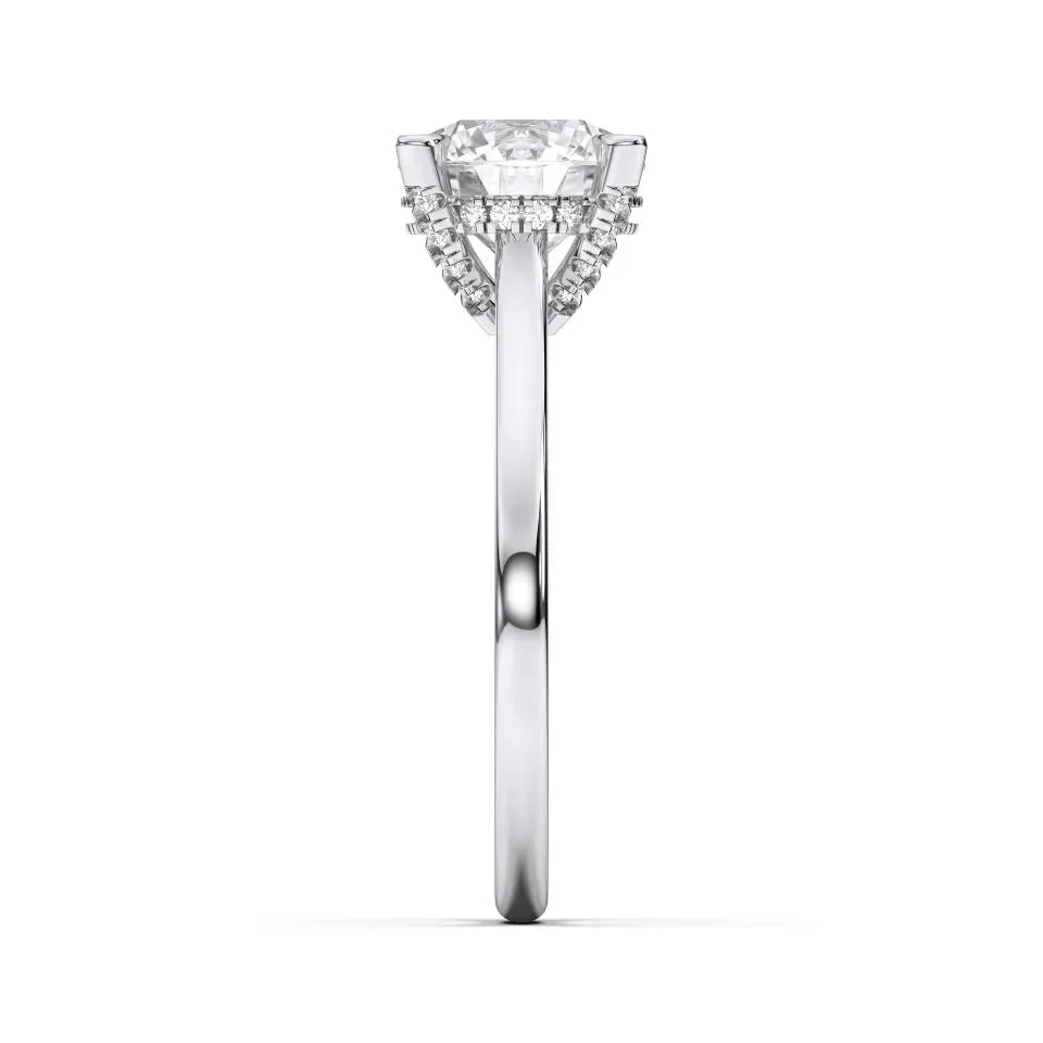 Silver Round Cut Hidden Halo Ring
