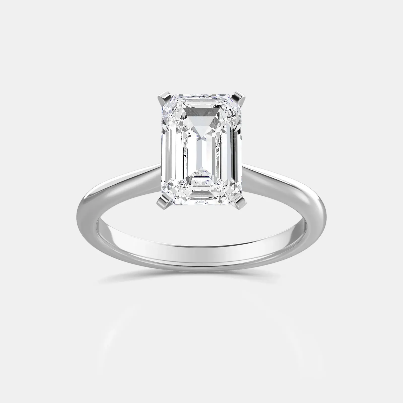 Silver Emerald Cut Solitaire Ring