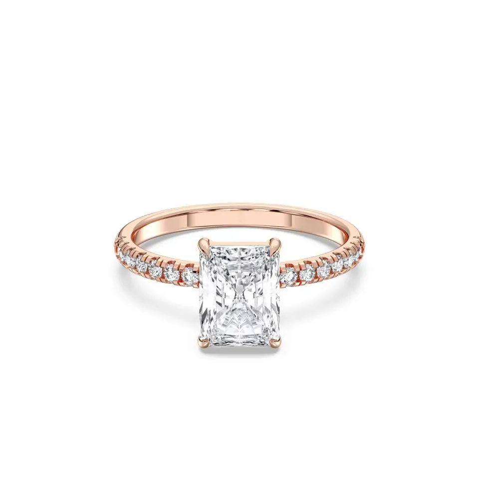 Rose gold Radiant Cut Sidestone Ring (thin)