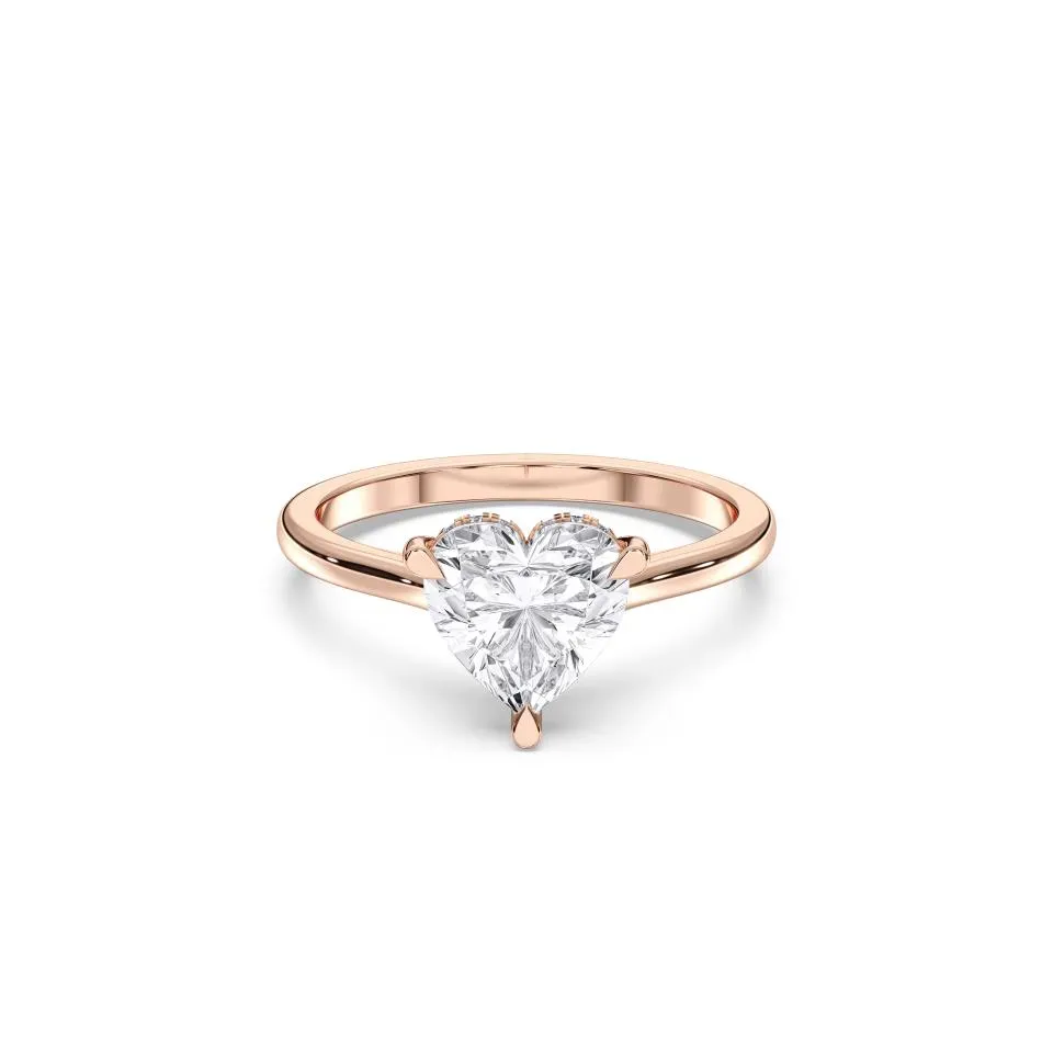 Rose gold Heart Cut Hidden Halo Ring