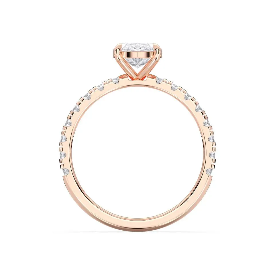Rose gold Marquise Cut Sidestone Ring (thin)