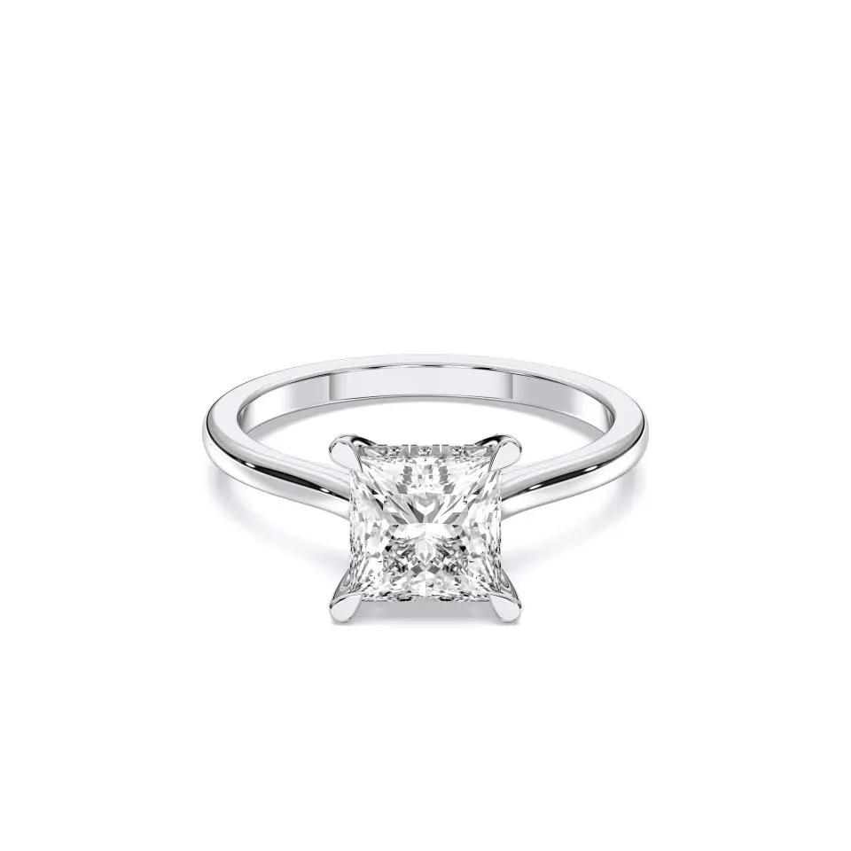 Platinum Princess Cut Hidden Halo Ring