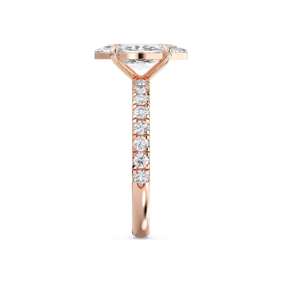 Rose gold Marquise Cut Sidestone Ring (thin)