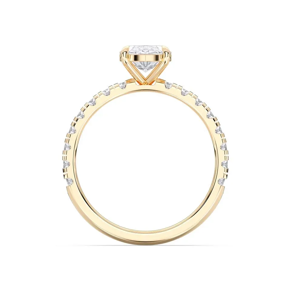 Yellow gold Marquise Cut Sidestone Ring (thin)
