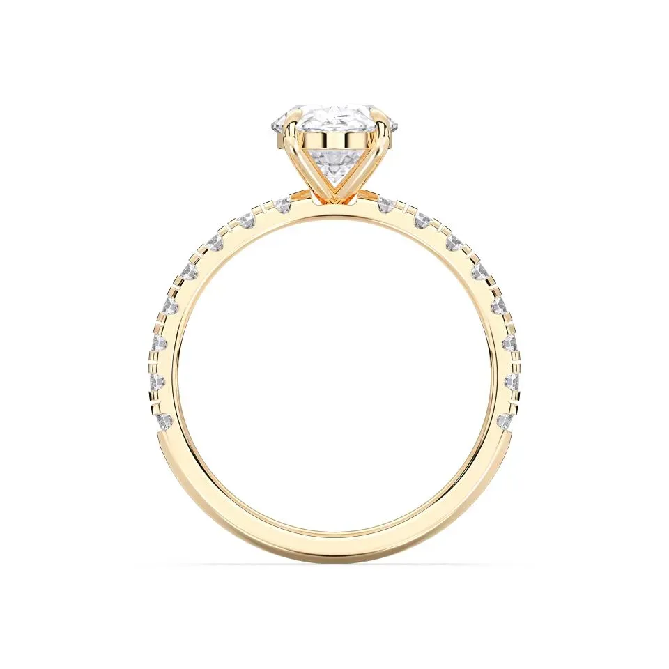 Yellow gold Oval Cut Sidestone Ring (thin)