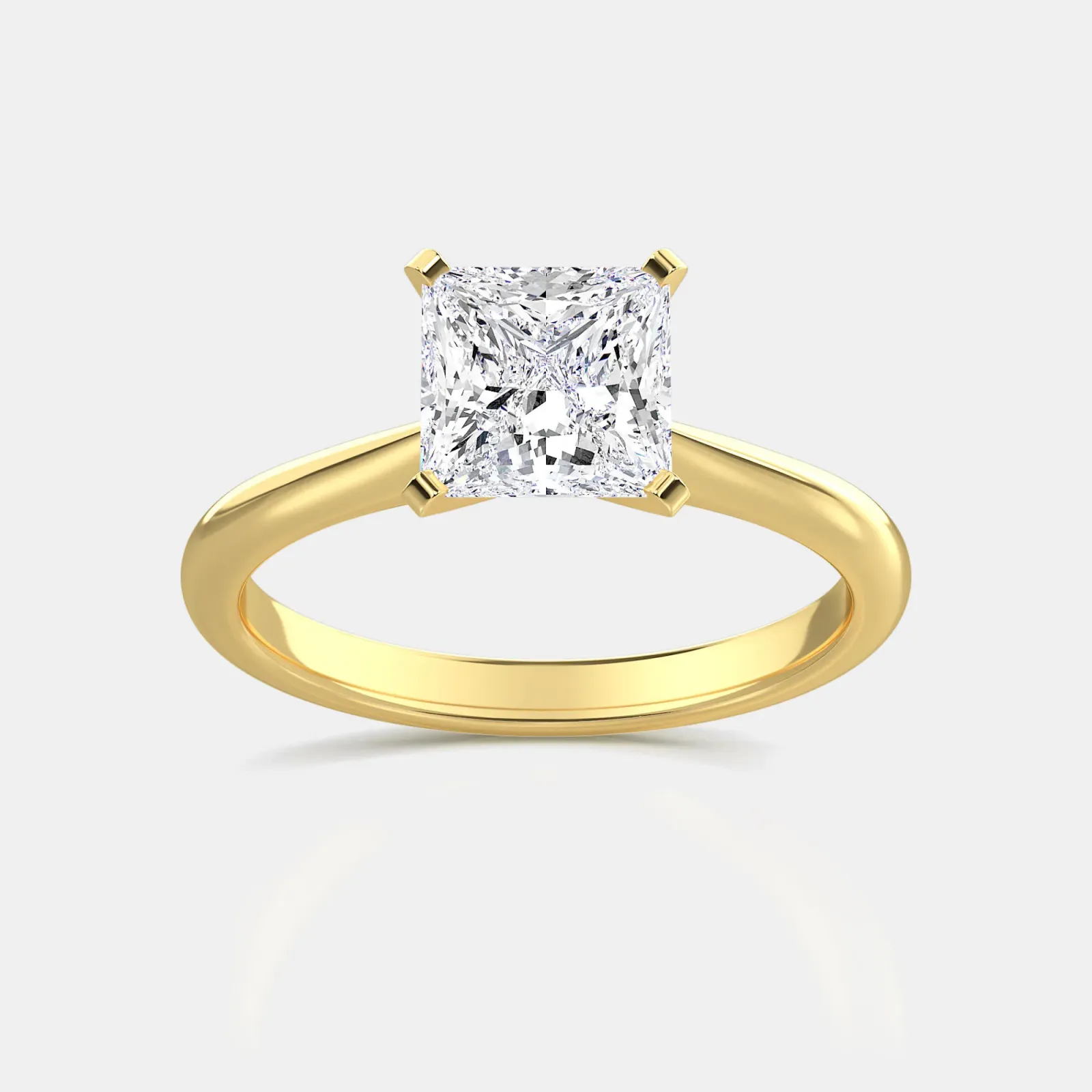 Yellow gold Princess Cut Solitaire Ring