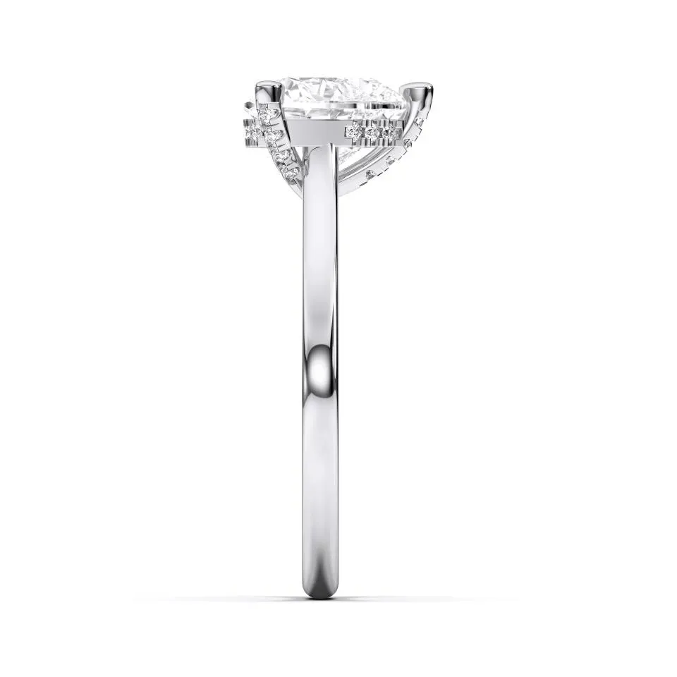 Platinum Heart Cut Hidden Halo Ring