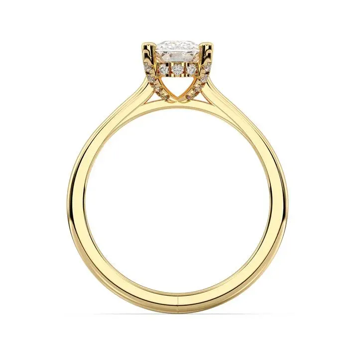 Yellow gold Cushion Cut Hidden Halo Ring