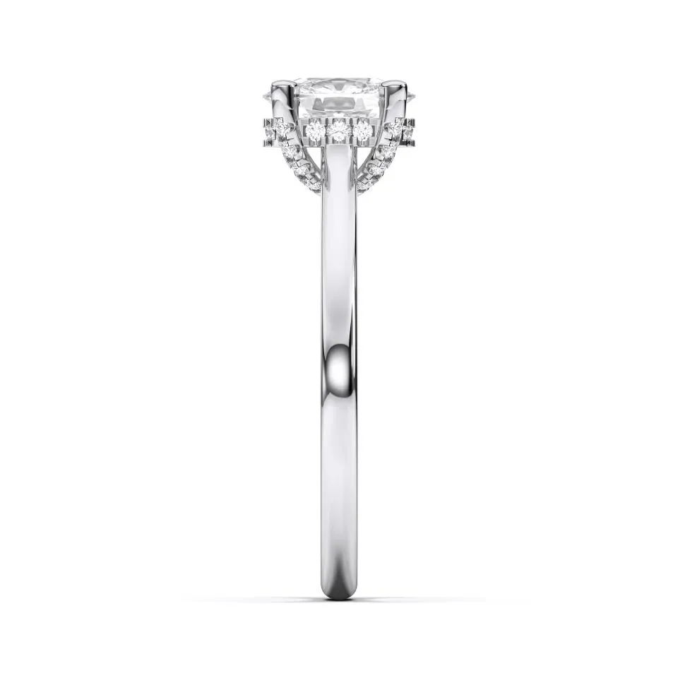 White gold Cushion Cut Hidden Halo Ring