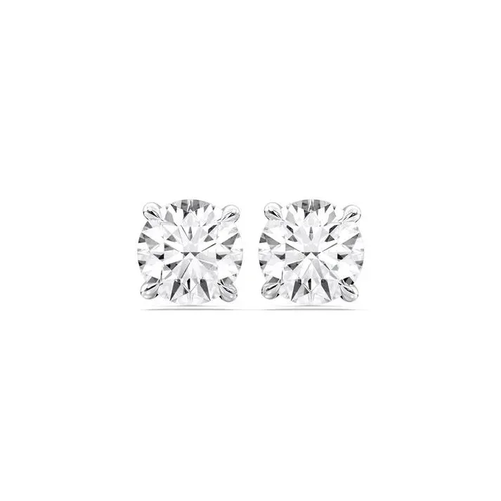 Platinum Round Cut 4prong Basket Studs