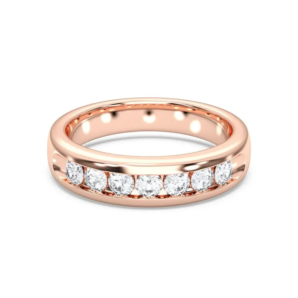 Rose gold Mens 7stone Wedding Band