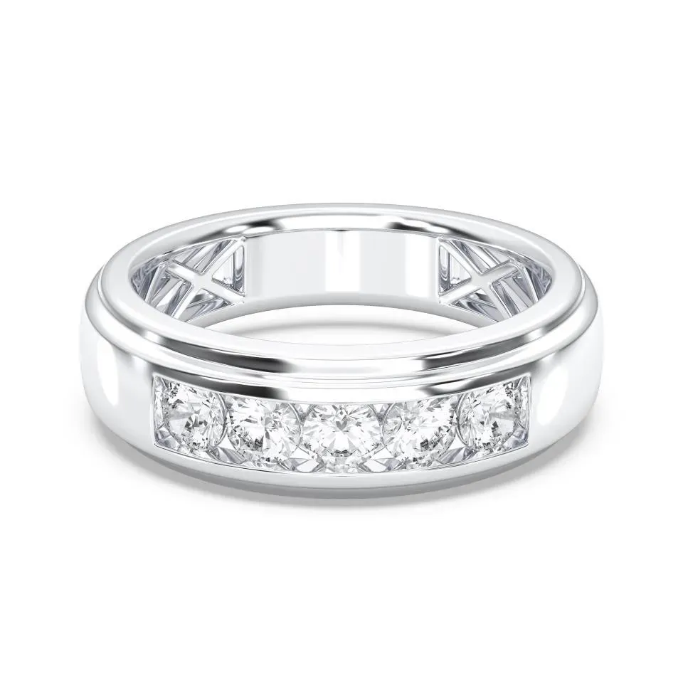 White gold Mens 5stone Wedding Band