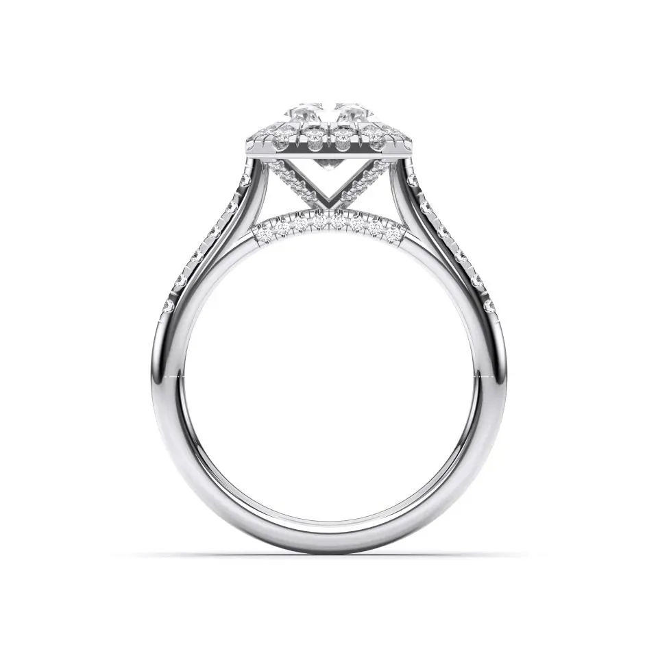 Silver Radiant Cut Flush Set Halo