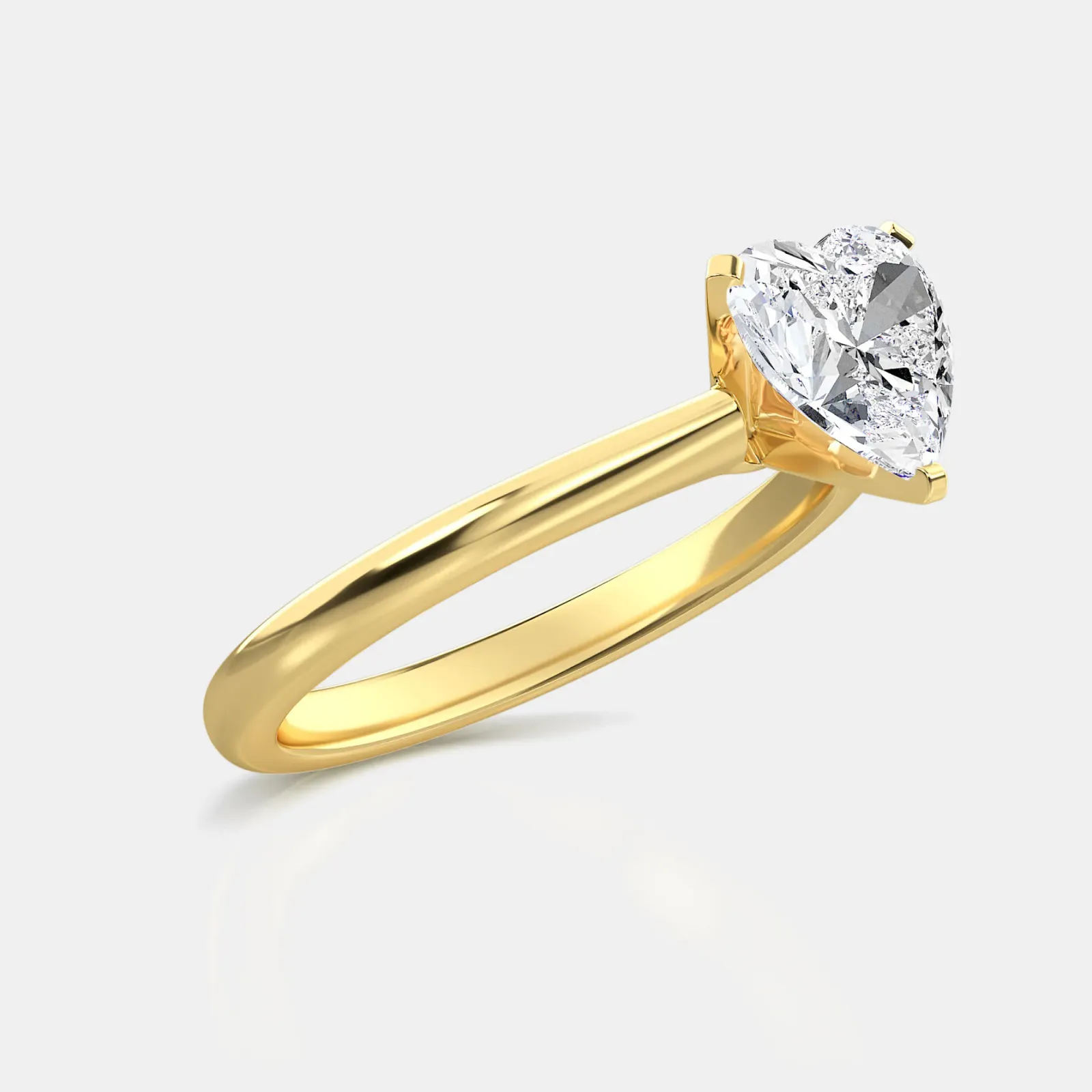 Yellow gold Heart Cut Solitaire Ring