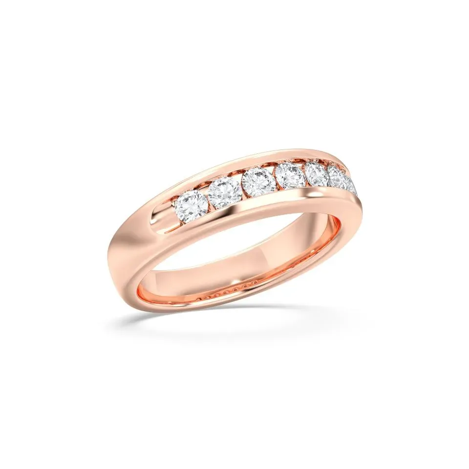 Rose gold Mens 7stone Wedding Band
