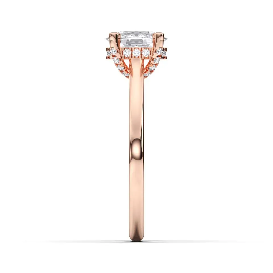 Rose gold Cushion Cut Hidden Halo Ring