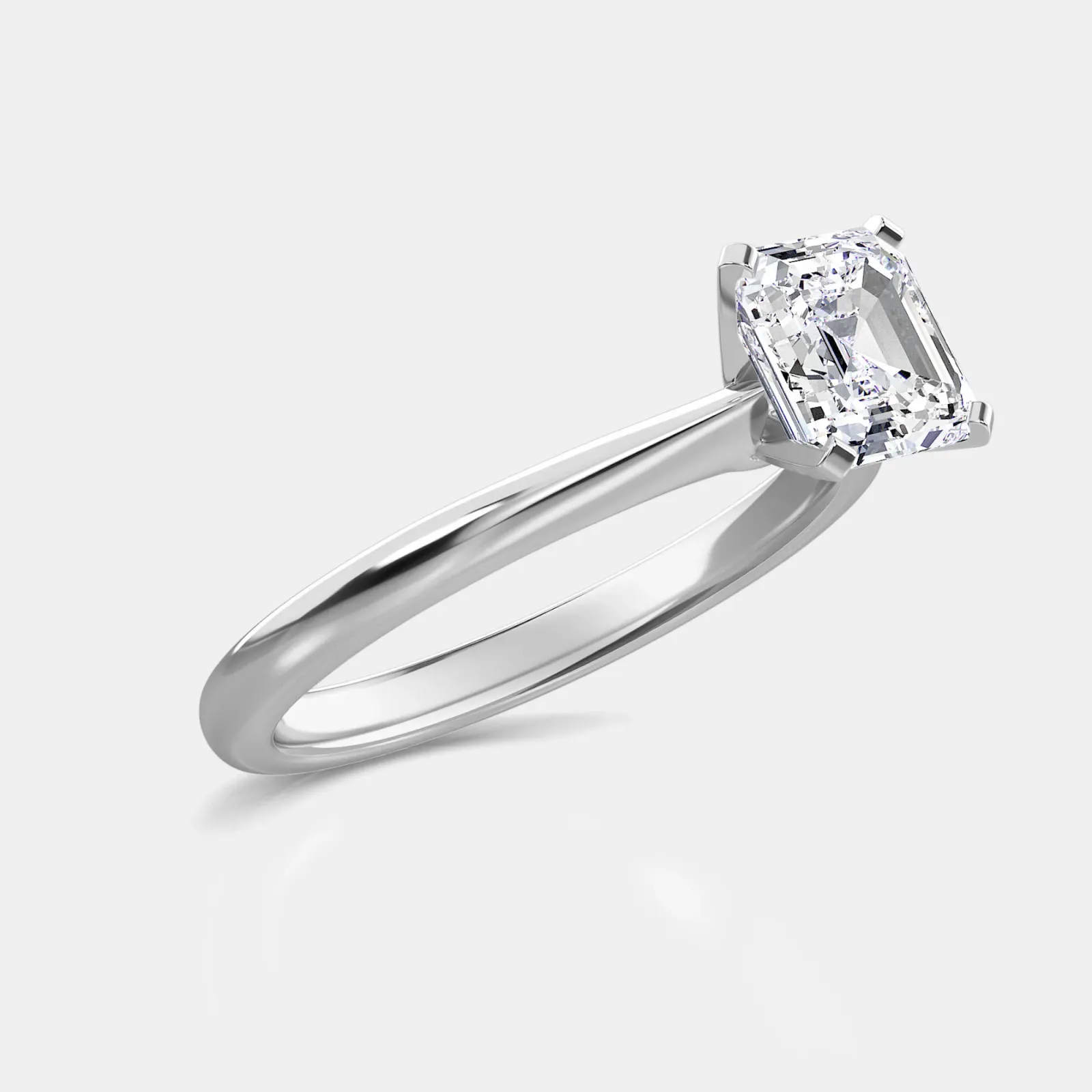 Silver Asscher Cut Solitaire Ring