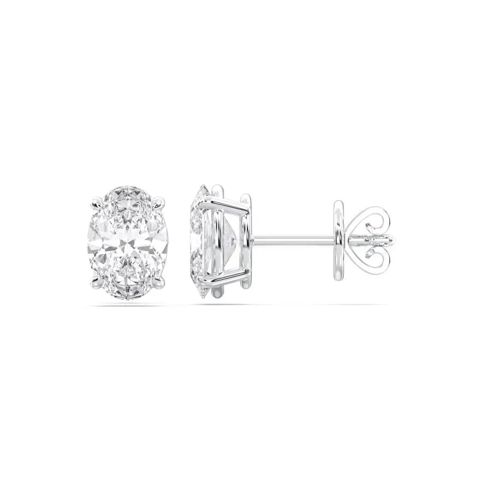 Platinum Oval Cut 4prong Studs