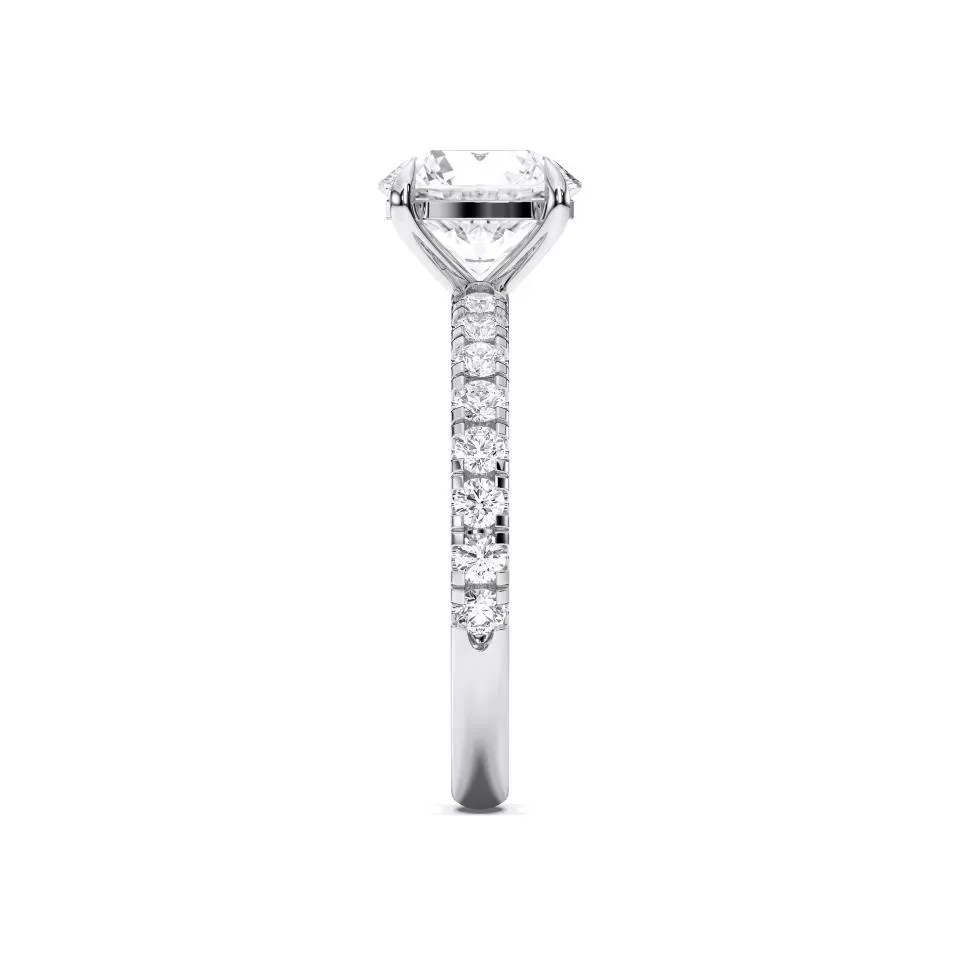 Silver Round Cut Sidestone Ring (thin)