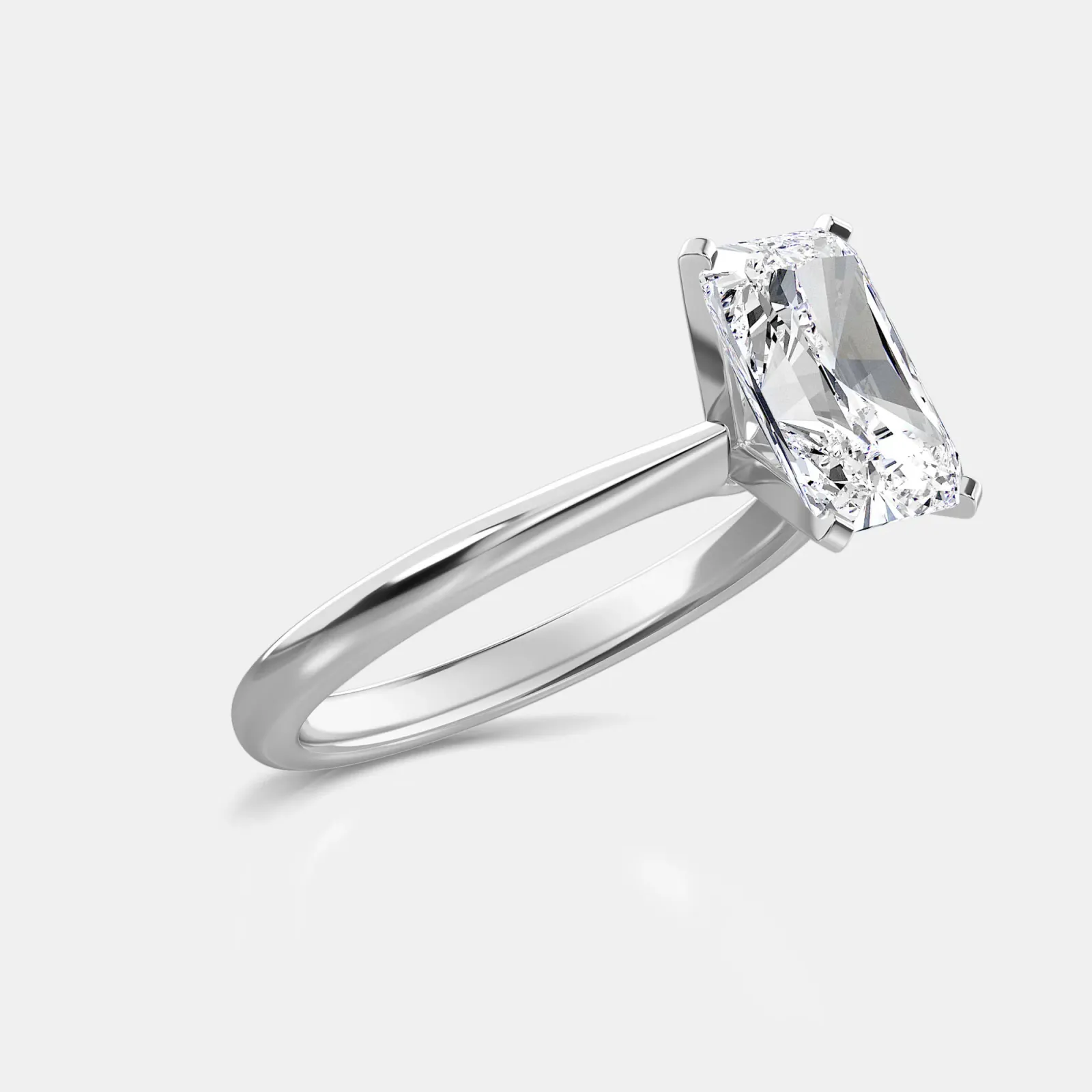 White gold Radiant Cut Solitaire Ring