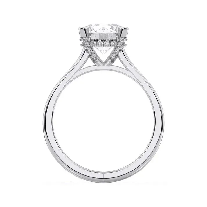 Silver Round Cut Hidden Halo Ring