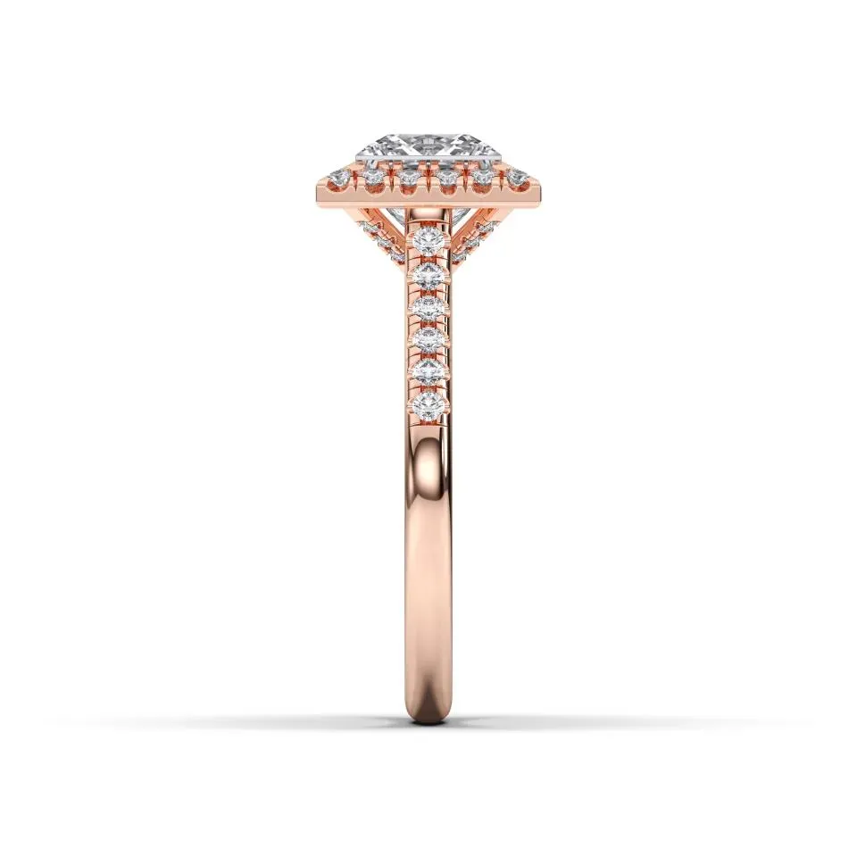 Rose gold Princess Cut Flush Set Halo