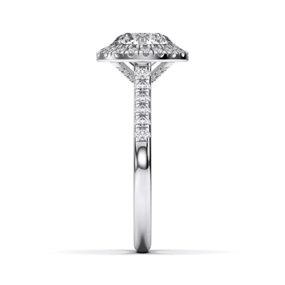 White gold Round Cut Flush Set Halo