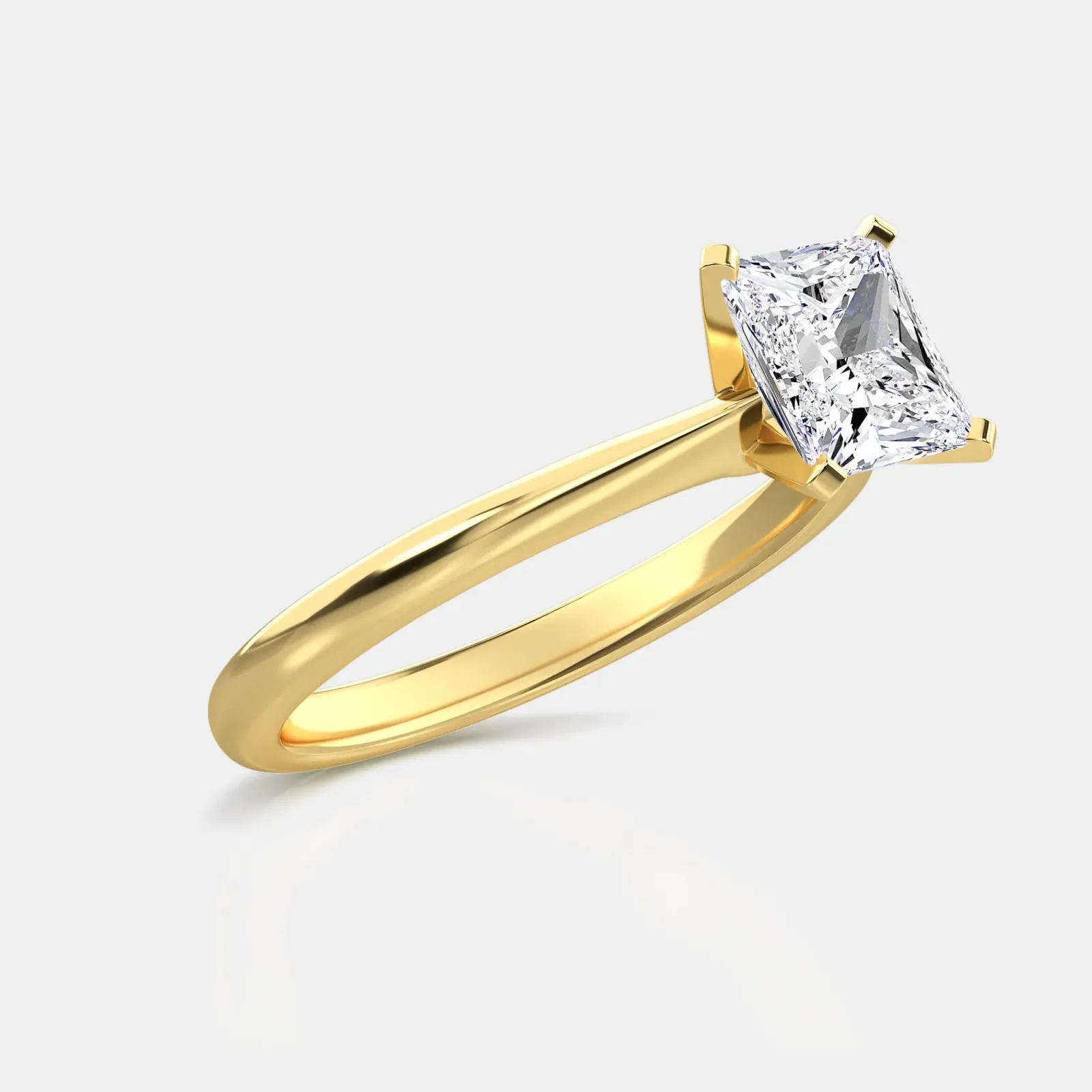Yellow gold Princess Cut Solitaire Ring