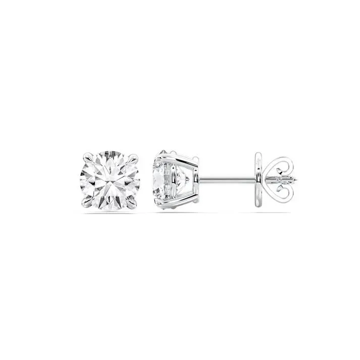 Platinum Round Cut 4prong Basket Studs