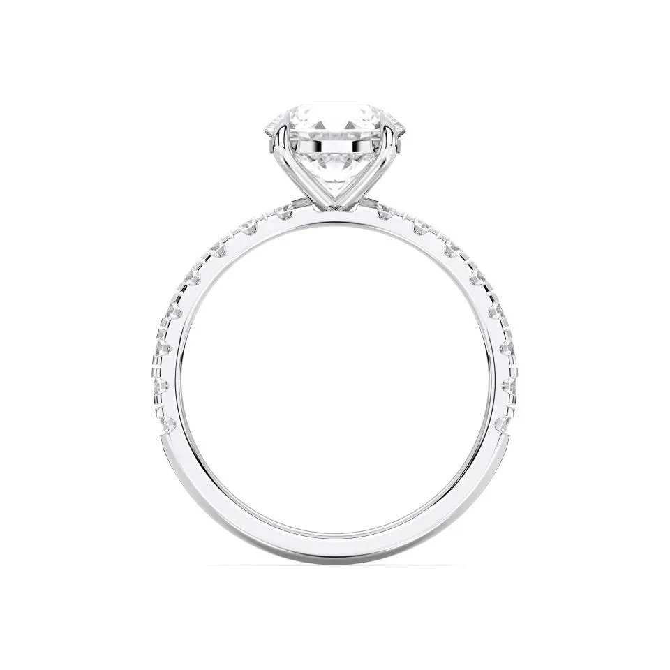 Silver Round Cut Sidestone Ring (thin)