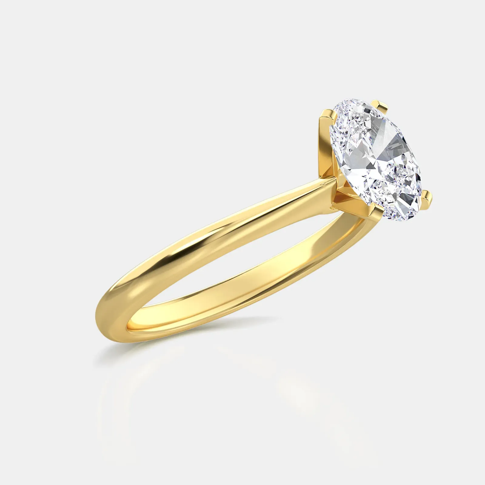 Yellow gold Oval Cut Solitaire Ring
