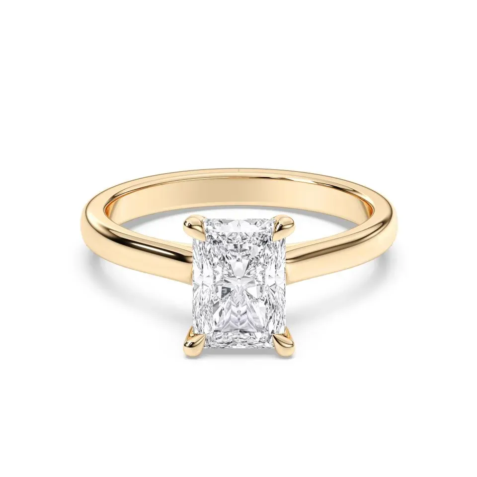 Yellow gold Radiant Cut Hidden Halo Ring