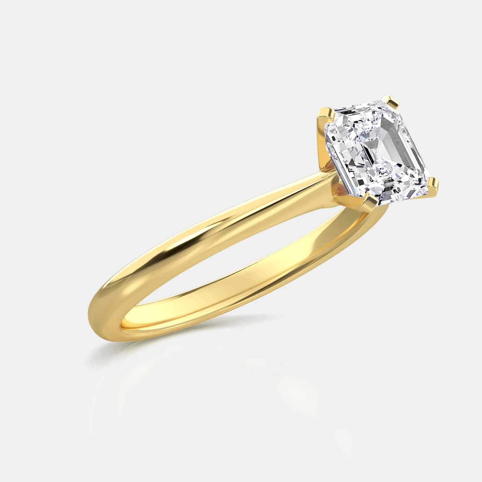 Yellow gold Asscher Cut Solitaire Ring