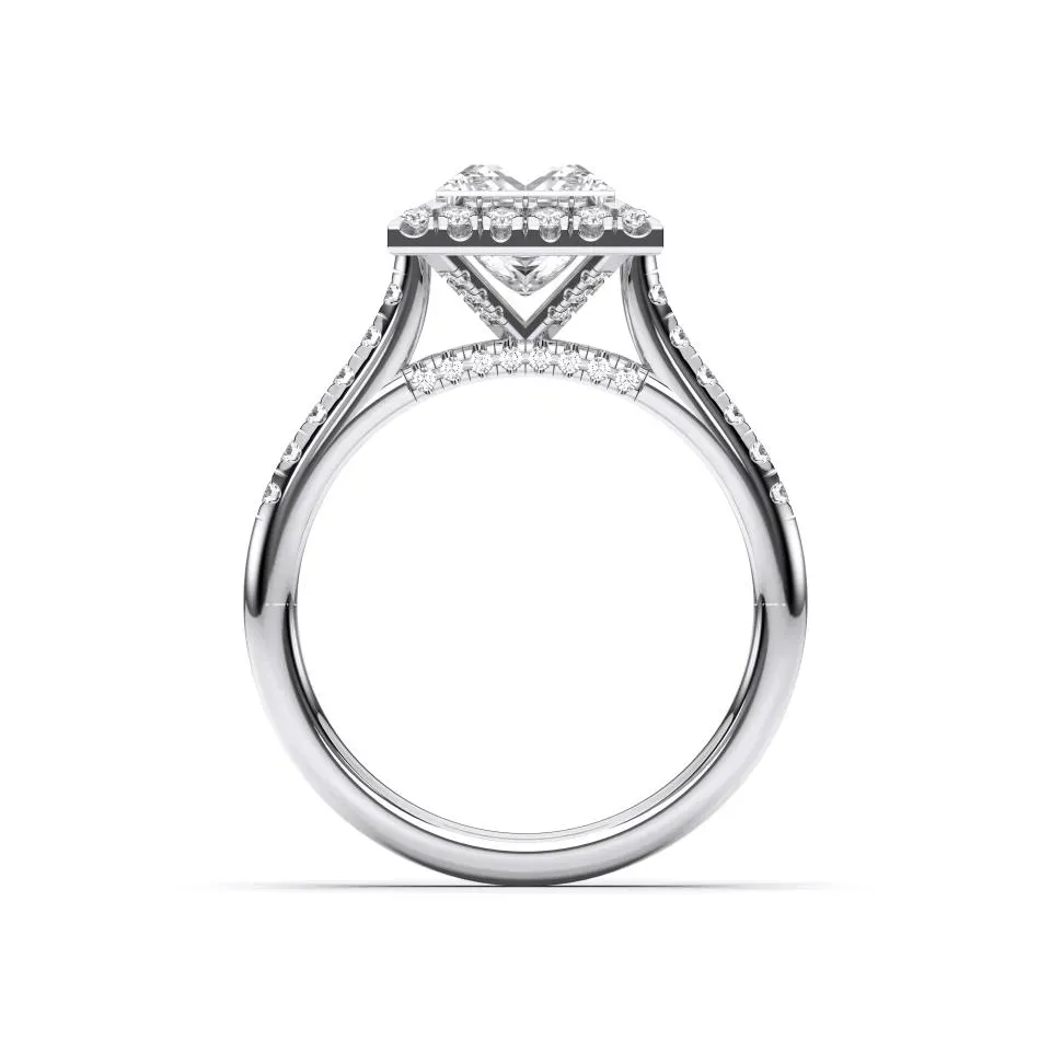 Platinum Princess Cut Flush Set Halo
