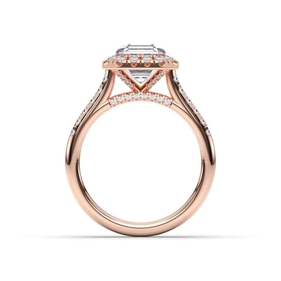 Rose gold Asscher Cut Flush Set Halo