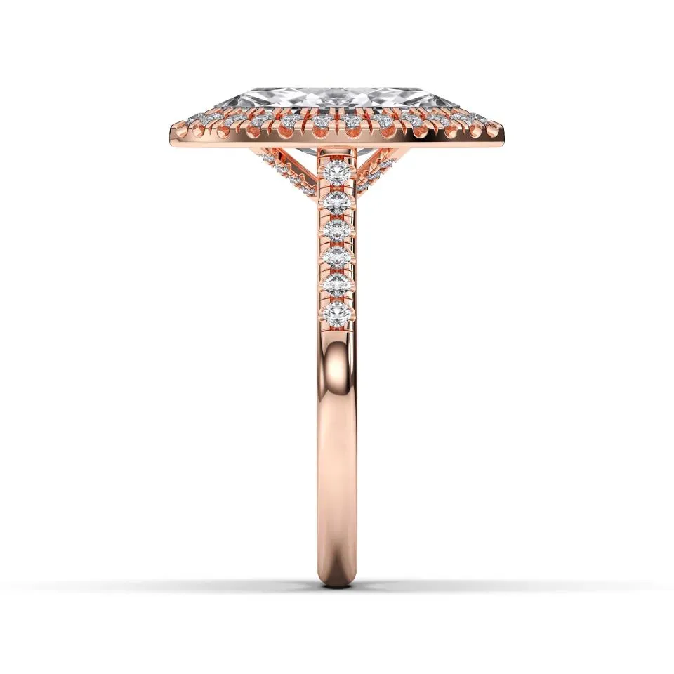 Rose gold Marquise Cut Flush Set Halo
