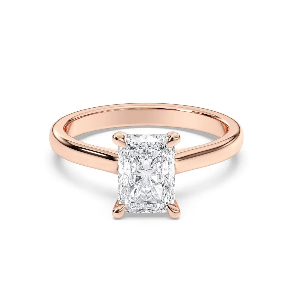 Rose gold Radiant Cut Hidden Halo Ring