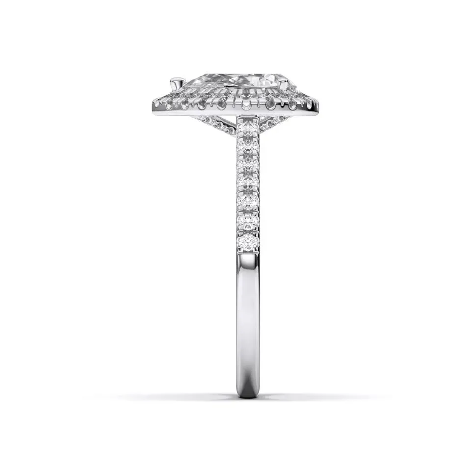 Platinum Pear Cut Flush Set Halo